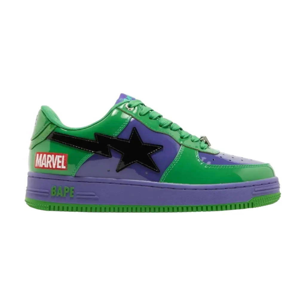 BAPE x Marvel Green and Purple Sneakers