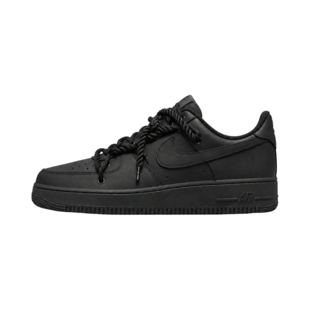 Nike Air Force 1 Low Triple Black – Rope Lace Edition